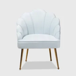 Cinzia Velvet Upholstered Seashell Shaped Accent Chair - Baxton Studio