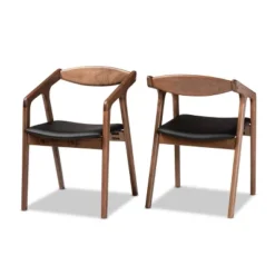 2pc Harland Faux Leather Upholstered And Wood Dining Chair Set - Baxton Studio -Urban Dwell Gear Outlet Store GUEST 9e418e24 6eb8 41d1 a000 30c9340173f6