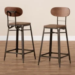Set Of 2 Varek Bamboo And Rust Finished Steel Stackable Counter Height Barstools Brown - Baxton Studio -Urban Dwell Gear Outlet Store GUEST 9e9325c9 f782 4c04 923a 8e65ac235dfc