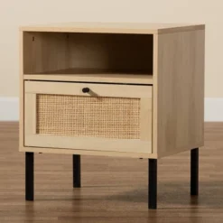 Caterina Wood And Natural Rattan 1 Door End Table Natural Brown/Black - Baxton Studio -Urban Dwell Gear Outlet Store GUEST 9f293379 de21 4ce1 bb86 7cd6c3559408