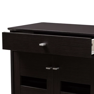 Acadia Modern And Contemporary Finished Shoe Cabinet Dark Brown - Baxton Studio 5 Acadia Modern And Contemporary Finished Shoe Cabinet Dark Brown - Baxton Studio - Image 5