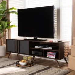 2 Door Naoki Two-Tone Wood TV Stand For TVs Up To 65" Gray/Walnut - Baxton Studio -Urban Dwell Gear Outlet Store GUEST 9f8c43af 0bf0 4758 9fd4 47289810ad1b