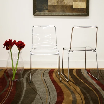 Lino Transparent Acrylic Dining Chair - Clear (Set Of 2) - Baxton Studio 2 Lino Transparent Acrylic Dining Chair - Clear (Set Of 2) - Baxton Studio - Image 2