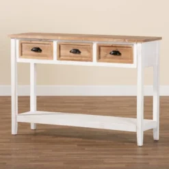 Benedict Two-Tone Wood 3 Drawer Console Table White/Oak - Baxton Studio -Urban Dwell Gear Outlet Store GUEST a015a65a 20ec 4935 9826 dd42aa99b98d