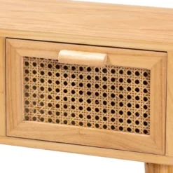Falan Wood With Rattan 2 Drawer Console Table Oak Brown - Baxton Studio -Urban Dwell Gear Outlet Store GUEST a08ced54 1806 402c a475 d31a0d8a9f20