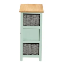 Valtina Two-Tone Wood 3 Drawer Storage Unit With Baskets Oak Brown/Gray/Mint Green - Baxton Studio -Urban Dwell Gear Outlet Store GUEST a0c6aacc 860b 43a2 8b4e d8a35a3bdc21