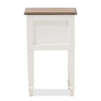 Dauphine 1 Drawer Provincial Style Oak And Distressed Finish Wood Nightstand White - Baxton Studio 4 Dauphine 1 Drawer Provincial Style Oak And Distressed Finish Wood Nightstand White - Baxton Studio - Image 4
