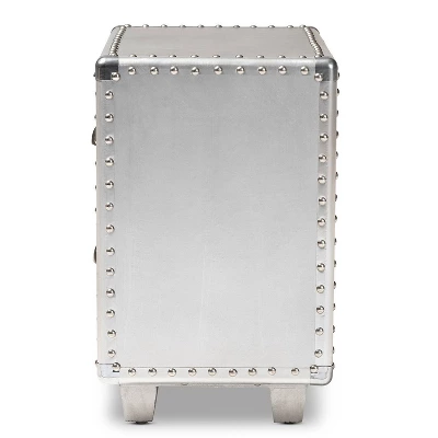 2 Drawer Davet Metal Nightstand Silver - Baxton Studio 1 2 Drawer Davet Metal Nightstand Silver - Baxton Studio