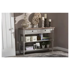 Edouard French Provincial Style Console Table With 2 Drawers - White/Light Brown - Baxton Studio -Urban Dwell Gear Outlet Store GUEST a1e57989 548f 4abc 8c85 9c599163dfdb