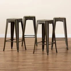 4pc Horton Gunmetal Metal Stackable Barstool Set Gun Metal - Baxton Studio -Urban Dwell Gear Outlet Store GUEST a28271d0 c9ae 4523 88a9 b51194e00fd7