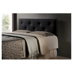 King Dalini Modern And Contemporary Faux Leather Headboard With Faux Crystal Buttons Black - Baxton Studio