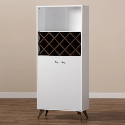 Baxton Studio Serafino And Walnut Finished Wood Wine Cabinet White/Brown - BaxtonStudio 3 Baxton Studio Serafino And Walnut Finished Wood Wine Cabinet White/Brown - BaxtonStudio - Image 3