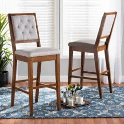 2pc Gideon Fabric Upholstered And Wood Barstool Set Gray/Walnut Brown - Baxton Studio -Urban Dwell Gear Outlet Store GUEST a54d1d68 4b70 4d06 9823 83223099295f