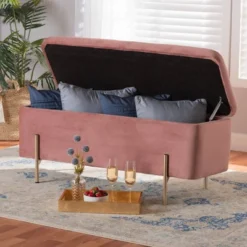 Rockwell Blush Velvet Metal Storage Bench Pink/Gold - Baxton Studio 17 Rockwell Blush Velvet Metal Storage Bench Pink/Gold - Baxton Studio -Urban Dwell Gear Outlet Store GUEST a576cc55 f683 4bd3 bf91 a5027a527854