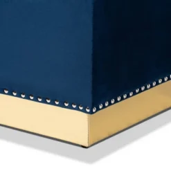Powell Velvet Fabric Upholstered And PU Leather Ottoman Gold/Blue - Baxton Studio -Urban Dwell Gear Outlet Store GUEST a5d44907 715b 42c8 b943 f9e416ada09d