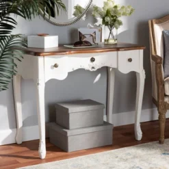 Sophie Small 3 Drawer Wood Console Table White/Brown - Baxton Studio 12 Sophie Small 3 Drawer Wood Console Table White/Brown - Baxton Studio -Urban Dwell Gear Outlet Store GUEST a6493cbb 3ab4 46d5 b423 5ec54f064638