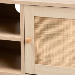 Sebille Wood With Natural Rattan 2 Door TV Stand For TVs Up To 45" Light Brown - Baxton Studio -Urban Dwell Gear Outlet Store GUEST a724b82b 5f72 4c55 8ec3 3c58e0fe0b00