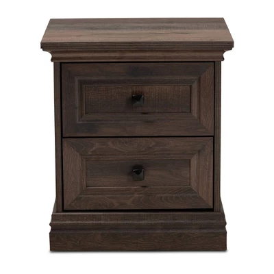 Nolan 2 Drawer Wood Nightstand Brown/Black - Baxton Studio 2 Nolan 2 Drawer Wood Nightstand Brown/Black - Baxton Studio - Image 2