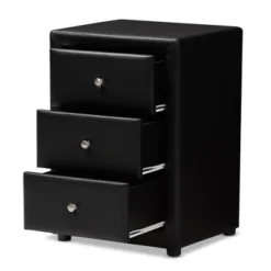 Tessa Faux Leather Upholstered 3 Drawer Nightstand Black - Baxton Studio -Urban Dwell Gear Outlet Store GUEST a80a54b6 8dd4 4239 9d5e 8d48868ddd4a