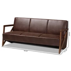 Christa Faux Leather Effect Fabric Upholstered Wood Sofa Dark Brown/Walnut Brown - Baxton Studio -Urban Dwell Gear Outlet Store GUEST a88c2cfa 7fa5 4457 a20e d149d0d9457d