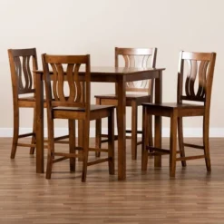 5pc Fenton Wood Pub Dining Set Walnut/Brown - Baxton Studio -Urban Dwell Gear Outlet Store GUEST a89e8659 60a9 44ac bcff 0f8f7a15ed3d