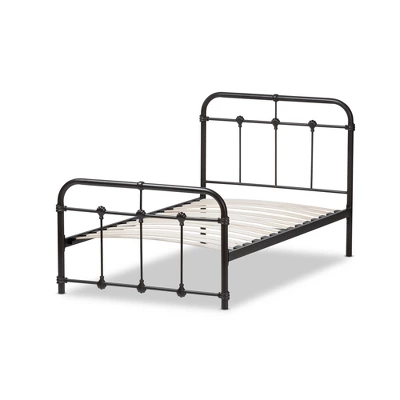 Twin Mandy Vintage Industrial Finished Metal Platform Bed Black - Baxton Studio 2 Twin Mandy Vintage Industrial Finished Metal Platform Bed Black - Baxton Studio - Image 2