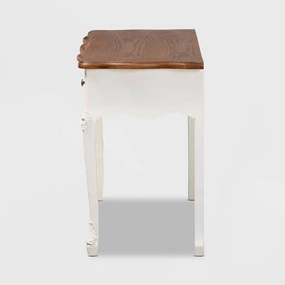 Sophie Small 3 Drawer Wood Console Table White/Brown - Baxton Studio 3 Sophie Small 3 Drawer Wood Console Table White/Brown - Baxton Studio - Image 3