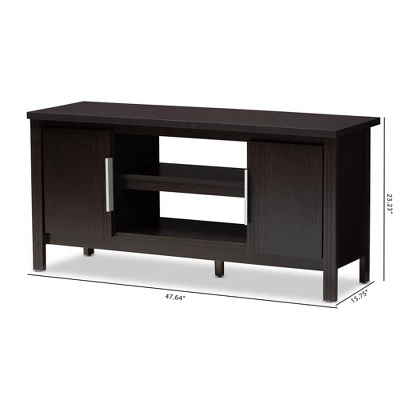 Marley Modern And Contemporary Finished TV Stand For TVs Up To 47" Dark Brown - Baxton Studio 8 Marley Modern And Contemporary Finished TV Stand For TVs Up To 47" Dark Brown - Baxton Studio - Image 8