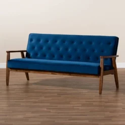 Sorrento Velvet Upholstered Wooden 3 Seater Sofa Navy Blue/Brown - Baxton Studio 14 Sorrento Velvet Upholstered Wooden 3 Seater Sofa Navy Blue/Brown - Baxton Studio -Urban Dwell Gear Outlet Store GUEST aa493472 482c 4a2d b6db d54efff3bf0f