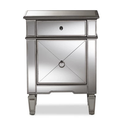 Claudia Hollywood Regency Glamour Style Mirrored Nightstand - Baxton Studio 2 Claudia Hollywood Regency Glamour Style Mirrored Nightstand - Baxton Studio - Image 2