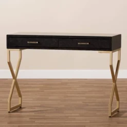 Carville Faux Leather Finished 2 Drawer Console Table Brown - Baxton Studio -Urban Dwell Gear Outlet Store GUEST ac3aa3b1 6227 426a 9db7 d23d5264272e