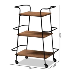 Small Bernard Rustic Industrial Metal And Wood 3 Tier Mobile Wine Bar Cart Black/Walnut - Baxton Studio -Urban Dwell Gear Outlet Store GUEST ad9acae4 0fdb 4ded 9dfe 4f5756c1657b
