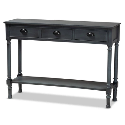 Garvey Wood 3 Drawer Entryway Console Table - Baxton Studio 9 Garvey Wood 3 Drawer Entryway Console Table - Baxton Studio - Image 9