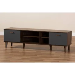 Moina Two-Tone Wood TV Stand For TVs Up To 70" Walnut/Gray - Baxton Studio -Urban Dwell Gear Outlet Store GUEST ae08c304 40d6 4d5a 9e17 97d2abba0ba4