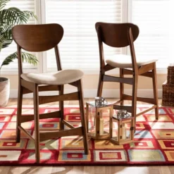 2pc Katya Fabric Upholstered And Wood Counter Height Barstool Set - Baxton Studio -Urban Dwell Gear Outlet Store GUEST ae6a71e6 7ee3 4cd4 9bf0 ebcb5625dda1