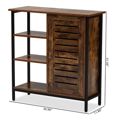 Wayland Rustic Wood And Metal 1 Door Shoe Storage Cabinet Brown/Black - Baxton Studio 10 Wayland Rustic Wood And Metal 1 Door Shoe Storage Cabinet Brown/Black - Baxton Studio - Image 10