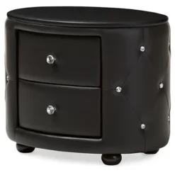 Davina Hollywood Glamour Style Oval 2 - Drawer Faux Leather Upholstered Nightstand - Baxton Studio 12 Davina Hollywood Glamour Style Oval 2 - Drawer Faux Leather Upholstered Nightstand - Baxton Studio -Urban Dwell Gear Outlet Store GUEST aeb8a374 8df4 470d b8aa a74019d4d45c