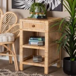 Bella Mahogany Wood And Natural Rattan 1 Drawer Nightstand Natural Brown - Baxton Studio -Urban Dwell Gear Outlet Store GUEST afc7e335 cede 466d 933f 226b56d7c0d3