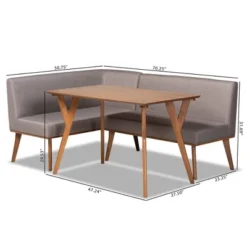 3pc Odessa Mid-Century Modern Fabric Upholstered Wood Dining Nook Set Walnut/Brown/Gray - Baxton Studio -Urban Dwell Gear Outlet Store GUEST afe766e3 aead 4a1c ba57 8ef27b50642d