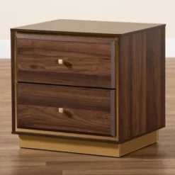 Cormac Wood And Metal 2 Drawer Nightstand - Baxton Studio -Urban Dwell Gear Outlet Store GUEST b1d89c35 2695 462a 9848 eeffd8cb671c
