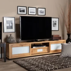 Gerhardine Wood 1 Drawer TV Stand For TVs Up To 65" Oak Brown/Black - Baxton Studio -Urban Dwell Gear Outlet Store GUEST b2fd6a34 6d19 43c7 8428 b215be0274c7