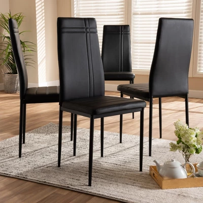Set Of 4 Matiese Modern And Contemporary Faux Leather Upholstered Dining Chairs - Baxton Studio 3 Set Of 4 Matiese Modern And Contemporary Faux Leather Upholstered Dining Chairs - Baxton Studio - Image 3