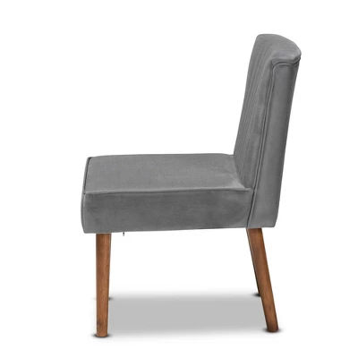 Alvis Velvet Upholstered And Wood Dining Chair - Baxton Studio 3 Alvis Velvet Upholstered And Wood Dining Chair - Baxton Studio - Image 3