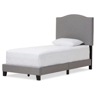 Twin Benjamin Modern And Contemporary Linen Upholstered Arched Platform Bed With Nailhead - Baxton Studio 6 Twin Benjamin Modern And Contemporary Linen Upholstered Arched Platform Bed With Nailhead - Baxton Studio - Image 6