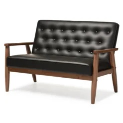 Sorrento Mid-Century Retro Modern Faux Leather Upholstered Wooden 2 Seater Loveseat - Baxton Studio -Urban Dwell Gear Outlet Store GUEST b5df5a67 624b 44bf 842e cbfb7efc9bb8