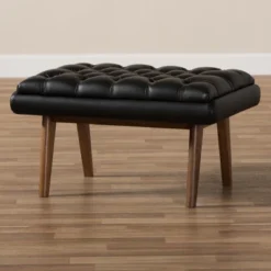 Baxton Studio Annetha Mid Century Modern Walnut Finished Wood Faux Leather Upholstered Ottoman Black 12 Baxton Studio Annetha Mid Century Modern Walnut Finished Wood Faux Leather Upholstered Ottoman Black -Urban Dwell Gear Outlet Store GUEST b750db7b bec6 44e0 baf2 9b7c20e1b1fb