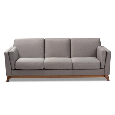 Baxton Studio Sava Fabric Upholstered Walnut Wood 3 Seater Sofa Gray - BaxtonStudio 8 Baxton Studio Sava Fabric Upholstered Walnut Wood 3 Seater Sofa Gray - BaxtonStudio - Image 8