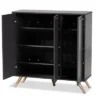 Kelson Wood 3 Door Cabinet Dark Gray/Gold - Baxton Studio