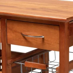 Crayton Wood And Metal Mobile Kitchen Storage Cart Oak Brown/Silver - Baxton Studio -Urban Dwell Gear Outlet Store GUEST b7f04858 8836 46af a3cb 95715e67f28b