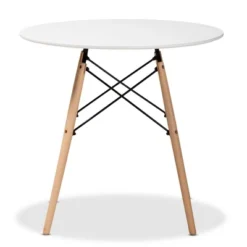 Varen Plastic And Wood Dining Table White/Oak Brown/Black - Baxton Studio